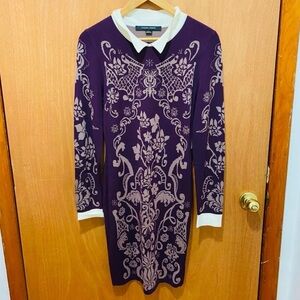 Unknown Brand Purple Floral Mini Dress with White Collar
